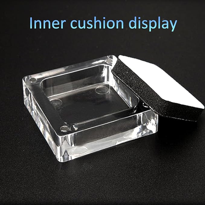 4 PCS Clear Acrylic Jewelry Storage Containers with Lid Clear Gemstone Display Box Acrylic Ring Box with Magnetic Clasps and Sponge Inside for Storage of Small Items,Coins, Necklace, Crafts