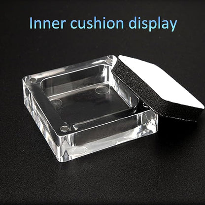 4 PCS Clear Acrylic Jewelry Storage Containers with Lid Clear Gemstone Display Box Acrylic Ring Box with Magnetic Clasps and Sponge Inside for Storage of Small Items,Coins, Necklace, Crafts