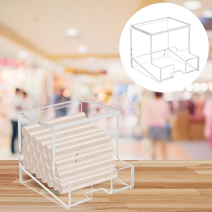 1 Pack Clear Acrylic Lip Balm Dispenser with Hinged Lid, Home Freestanding Countertop Display Retail Stand Lip Balm Dispenser Organizer Holder for Lipsticks Glosses Lip Balm Essential Oils