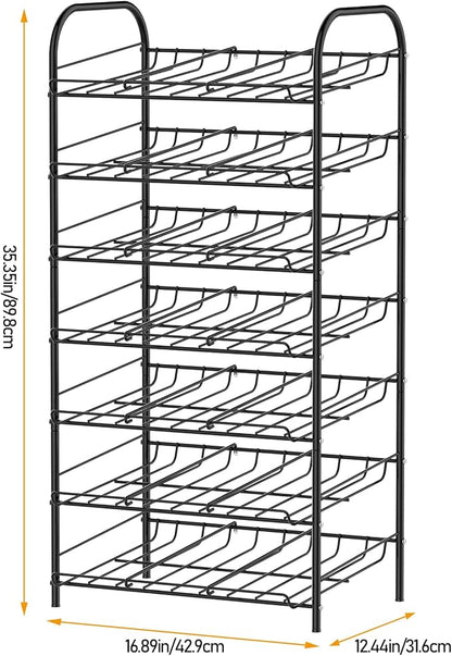 DOMYDEVM Can Rack Organizer, 7-Tier Can Storage Organizer, Black Beverage Soda Holder Holds up to 84 Can, Can Drink Storage Organizer for Pantry Kitchen