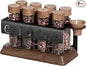 Single Dose Coffee Bean Storage Tubes with One-Way Exhaust Valve,Coffee Bean Container with American Walnut Wood Base,Funnel and Lids,Espresso Bean Storage with 8Pcs Glass Tubes