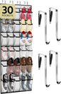 PAULONE Over the Door Organizer with 30 Large Pockets, 3 Sizes of Closet Hangers, Holds up to 69 lbs, Hanging Organizer with Clear Window for Children's Toys, Shoes, Diapers (White)
