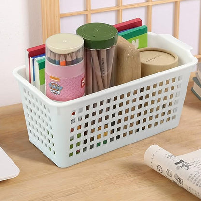 6-Pack Plastic Office Desktop Trays Basket Storage, White, F