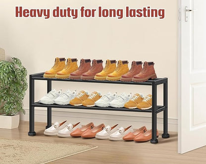 KEETDY 3-Tier Long Shoe Rack for Closet and 2 Tier Metal Shoe Organizer