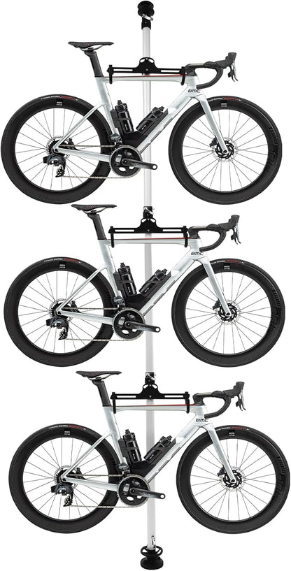 LYNICESHOP Bike Stand, 3 Bike Storage Rack Vertical Bracket for Bicycles, 360° Adjustable Hook Indoor Bike Storage Pole Stand for Garage Indoor Apartment