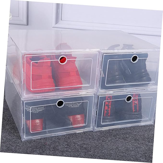 6pcs Transparent Shoe Storage Box Clamshell Design Capacity Plastic Organizer for Home and Closet Easy Access Sneaker Case