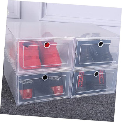 6pcs Transparent Shoe Storage Box Clamshell Design Capacity Plastic Organizer for Home and Closet Easy Access Sneaker Case