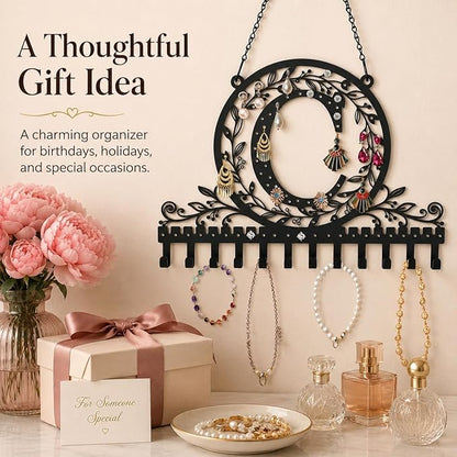 Wall-Mounted Metal Earring Holder Hanging Jewelry Organizer for Earrings and Necklaces Space-Saving Wall Display with Hooks for Jewelry Storage (jewelry stand C)