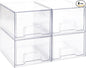 Sea Team 4-Pack Clear Makeup Organizer with Drawers, Acrylic Plastic Cosmetic Display Case, Jewelry Storage Box, Holder for Dresser, Bathroom, Vanity, Kitchen Cabinets, Pantry, Countertop