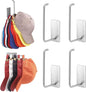 Hat Racks for Baseball Caps 4 Pack, Stainless Steel Adhesive Hat Hanger Hooks Holder for Wall, Multi-Purpose Strong Hook Organizer Can Hold More Than 40 Hats for Door/Closet