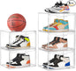 5 Pack Clear Stackable Shoe Organizer Box with Lids, Acrylic Shoes Box with Magnetic Doors, Transparent Shoe Storage Bins Closet Organizers, Shoes Containers For Sneaker Display, Fit up to US Size16