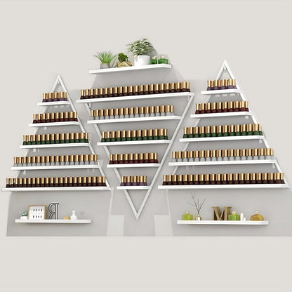 Wall-Mounted Nail Polish Rack, Set of 6 Triangular White Nail Polish Shelf Lipstick Perfume Cosmetic Display Shelf for Home Spa Nail Salon Shop