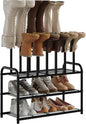 Kitsanery Shoe Rack - 3-Tier Metal Boot Rack Organizer for Entryway, Closet & Garage, Free Standing Shoe Shelf for Storage Tall Boots, Sneakers, Cowboy Boots, Black (Medium - 6 Pairs)