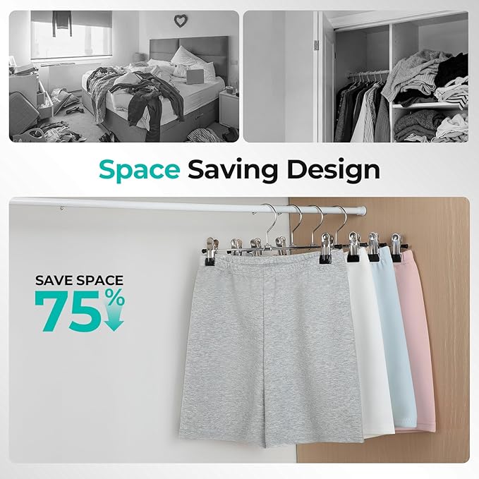GoodtoU Pants Hangers 50 Pack - Pant Skirt Hangers with Clips, Metal Hanger with Clips for Skirt Shorts Trouser