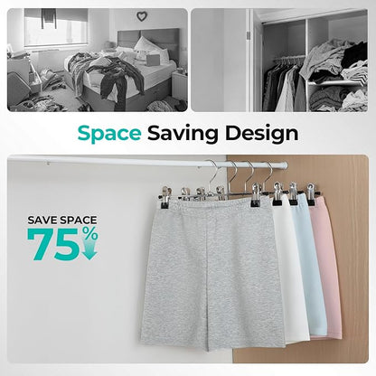 GoodtoU Pants Hangers 50 Pack - Pant Skirt Hangers with Clips, Metal Hanger with Clips for Skirt Shorts Trouser