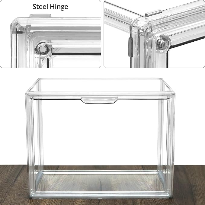 QWORK Stackable Plastic Closet Storage Container Shoebox - Clear Versatile Organizer for Shoes and Bags, 14x8.6x10.6 inches