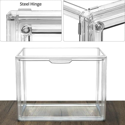 QWORK Stackable Plastic Closet Storage Container Shoebox - Clear Versatile Organizer for Shoes and Bags, 14x8.6x10.6 inches