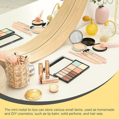 uxcell 8Pcs Slide Top Tin Containers, Mini Metal Empty Tins Box with Sliding Lids, 2.4"x1.3"x0.4" Rectangular Storage Organizers for Lip Balm, Solid Perfume, Small Items, Matte Black