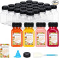 TOMNK 32pcs Juice Bottles with Caps, 4oz Plastic Containers with Lids Empty Reusable Clear Ginger Shots Bottles with Label, Funnel, and Brush Beverage for Juicing, Smoothies, Drinking, Fridge