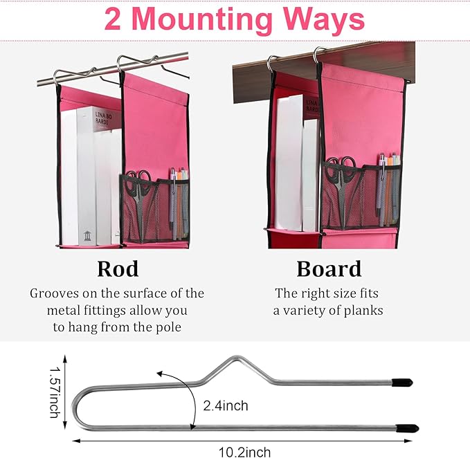 1 PC Hanging Locker 2 Layer Shelves Hanging Locker Organizer Accessories for Office School Gym Closet Home Supplies(Rose Red)