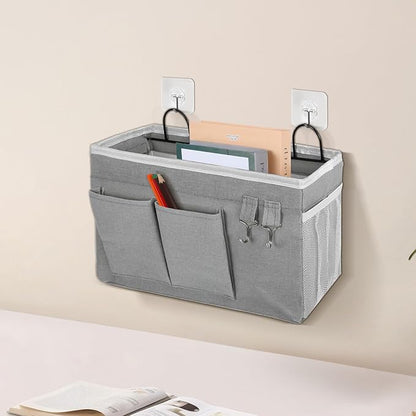 2pcs Large Wall Hanging Storage Bag, Door Closet Linen Fabric Pockets Organizer, Waterproof Multi Functional for Living Room Bedroom Bathroom Kitchen Office RV Camper with Hooks Grey