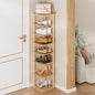 LUCKNOCK Vertical Shoe Rack, 8-Tier Tall Narrow Shoe Organizer for Entryway, Closet, Dorm & Small Spaces, Freestanding Wooden Shoe Shelf Tower for Boots, Sneakers, Heels. (Natural)