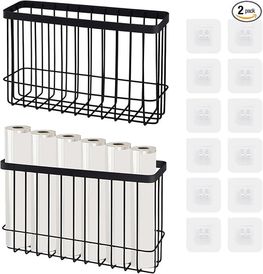 LELE LIFE 2 Pack Cabinet Door Organizer, Adhesive Lid Organizers inside Cabinet for Kitchen Bathroom Pantry Cupboard, Wall Mount Lid Holders Kitchen Wrap, Tin Foil Storage