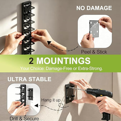 Hat Hook for Wall, 2 Pack Hat Organizer, Hat Holder with Strong Adhesive and Screws, Cap Holder Hat Hangers for Wall Closet Door and Bedroom (Black)