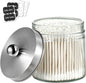 SheeChung Bathroom Organizers and Storage - 1Pack Qtip Holders Bathroom Canister Apothecary Jars for Cotton Swabs, Rounds, Balls, Qtips,Makeup Sponges, Flossers,Bath Salts - Brushed Nickel