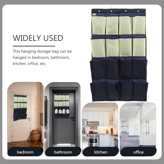 Hanging Door Shoe Organizer Oxford Cloth Door Storage Bag Space-saving Shoe Holder for Closet Wall Blue and Yellow Home Storage Pouch