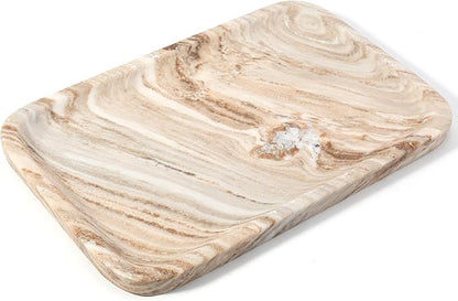 Koville Marble Tray, 12"x8" Natural Marble Vanity Tray for Countertop Bathroom Kitchen Dresser, Decorative Catchall Trays for Perfume Jewelry, Rectangular Stone Serving Tray（Palissandro）