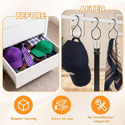 Belt Ring Hanger, 8 Pack Space-Saving Belt Organizer for Closet, Rust-Resistant Hanger forBelts, Scarves, Ties and Accessories, Multi-Purpose Closet Storage, Black (8PCS)
