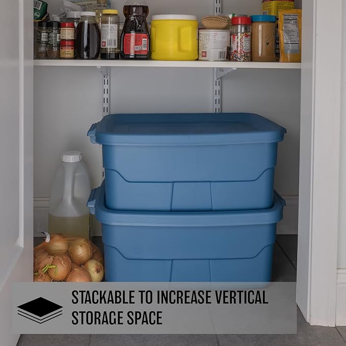 CX Rugged Tote 10-Gallon Heavy Duty Storage Bins with Lids, Stackable Plastic Storage Bins with Weather-Resistant Design, Home Organization, 4 Pack (8.8H x 24.2W x 16.2D)