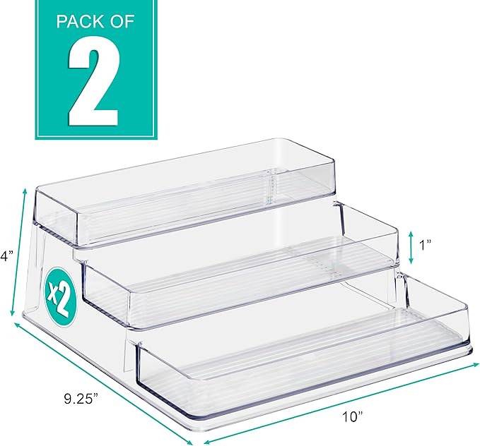 Sorbus Pantry Spice Organizer Set, 3-Tier Seasoning Organizer for Cabinet (2 Pack) Spice Rack, Spice Organization for Cabinet, Condiment Organizer Pantry & Refrigerator