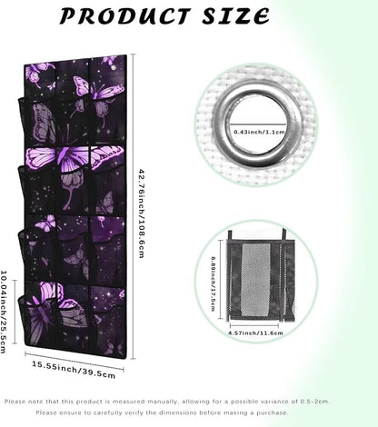 Generic Purple Butterfly Door Storage Organizer Elastic Over The Door Pantry Organizer Spandex Fabric Is Not Only Flexible But Also Allows The Bag to Fit Into Any Space Behind The Door