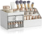 Makeup Organizer With 2 Drawers, Countertop Organizer For Vanity, Bathroom Organizers And Storage, Bathroom And Bedroom Desk Cosmetics Organizer For Skin Care, Brushes, Eyeshadow, Lotions (White)