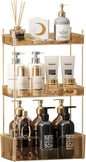Akinbas 3 Tier Bathroom Organizer Countertop Makeup Perfume Tray Skincare Organizer for Bathroom Dresser Vanity (Gold)