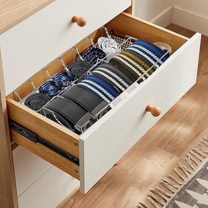 Belt Organizer, Acrylic 12 Compartments Belt Container Storage Holder, Acrylic Belt Display Storage Box, Clear Belt Display Case for Closet Tie and Bow Watch Jewelry Bracelets Ring Cosmetic…
