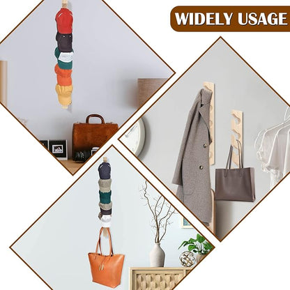 ZYP 2 PCS Hat Rack for Wall Wooden Baseball Caps Organizer Wall Mount Baseball Hat Holder Wall Vertical Hat Racks for Closet Door Bedroom Entryroom Laundry