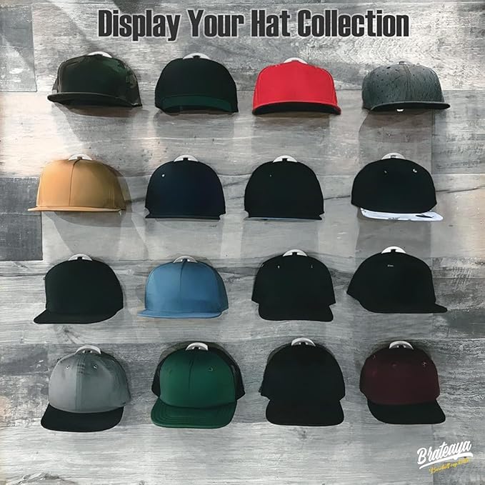Hat Hangers for Wall, Stronge Adhesive Hat Holders Display, No Driling Caps Holder Organizer, 20 Pack Hat Hook for Baseball Caps, Wall Mounted Cap Rack, Clear