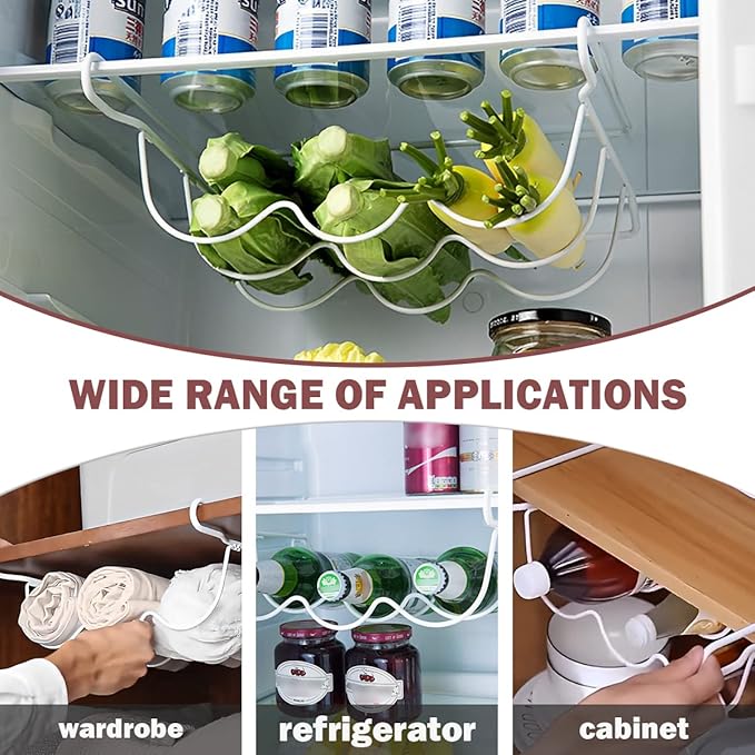 Refrigerator Wine Rack Water Bottle Holder Stackable Drink Bottles Shelf Wine Storage Display Stand for Refrigerator, Kitchen Cabinet, Bar