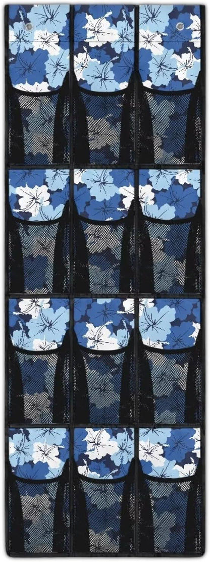 Tropical Flower Over the Door Shoe Organizer Foldable Hanging Shoe Organizer with 12 Large Pockets Sturdy Oxford Storage Holder for Dorm Room