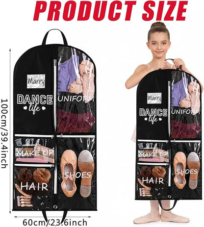 Blushtier Cheer Garment Bags for Cheerleading 40 Inch Uniform Hanging Garment Bags for Dance Costumes Clothes Bag with 5 Pockets and Side Zip Travel Storage Cheer Uniform (Dance)