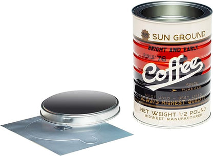 Retro Tin Can, Studio MPLS Designs, Collectable, Peel & Stick Valved End with Metal Lid, 8-12oz (4.0625 x 5.5 in) (Sun Ground Design)