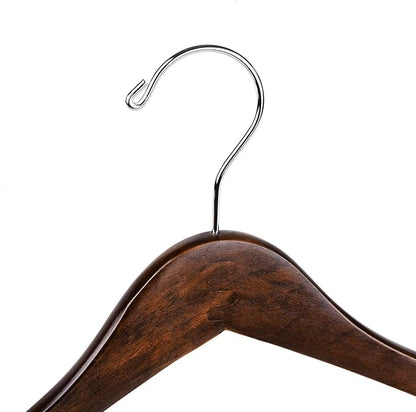 Quality Hangers Wooden Hangers Beautiful Sturdy Suit Coat Curved Hangers Great for Travelers Heavy Duty Hanger with Locking Bar - Retro Finish (5)