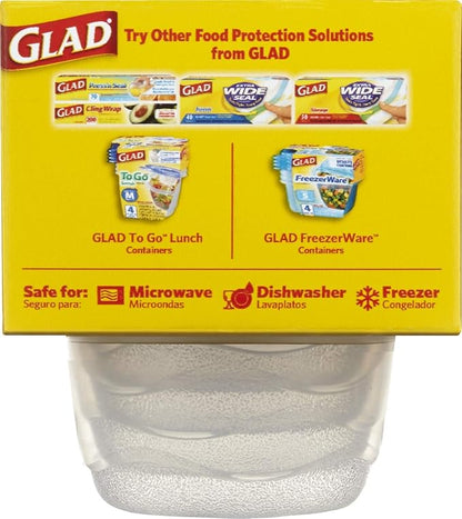 Glad GladWare Mini Round Food Storage Containers with Lids, Small BPA Free Reusable Plastic Snack Containers with Lock Tight Seal for Lunch, Portion Control, and On the Go, 4 Oz, 8 Count - 12 Pack