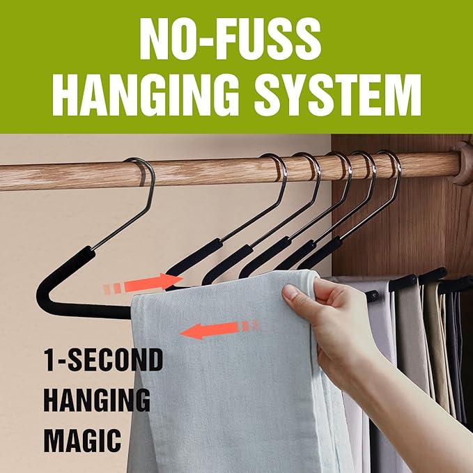 Spring Fever Open Ended Non Slip Sponge Padded Pants Hangers - Chrome Plating Foam Heavy Duty Space Saving Beige Long 5