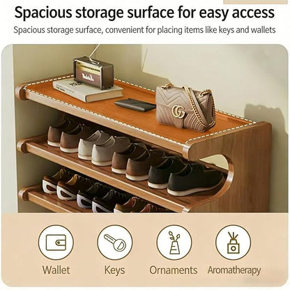 39" Bamboo Shoe Rack - Vertical Shoe Organizer Rack for Small Space, Narrow Shoe Tower for Closet, Entryway, Corner, Tall Shoe Shelf with Removable Shelves, Flexible Storage Shelf for Saving Space