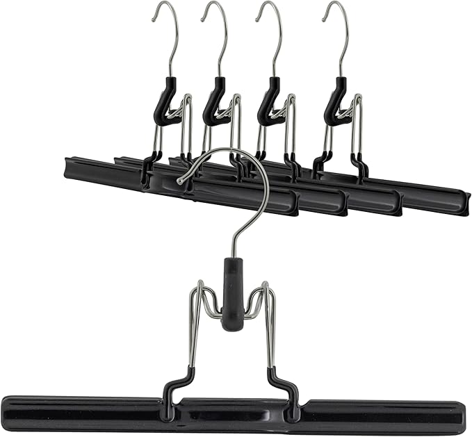 Mawa by Reston Lloyd Non-Slip Space-Saving Clothes Hanger with Clamp For Pants & Skirts, Style M/26, Set of 5, Black