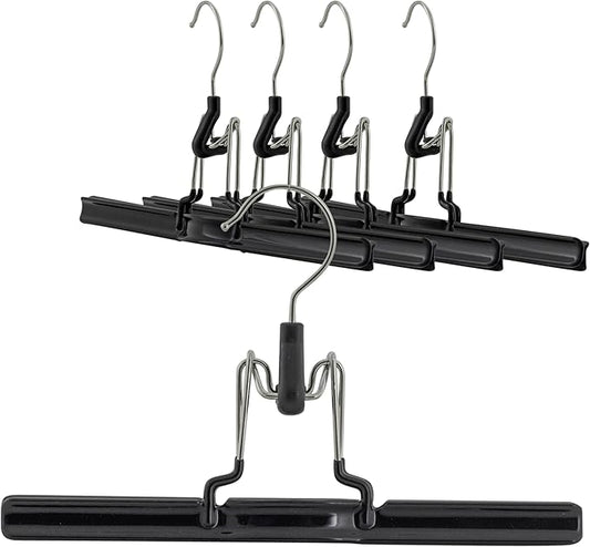 Mawa by Reston Lloyd Non-Slip Space-Saving Clothes Hanger with Clamp For Pants & Skirts, Style M/26, Set of 5, Black